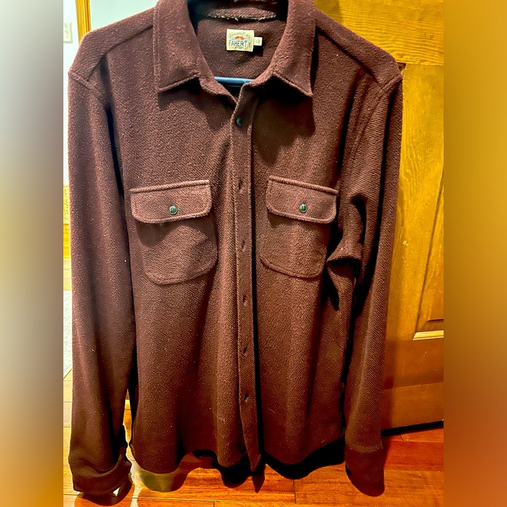 Faherty Men's button down- deep burgundy red color